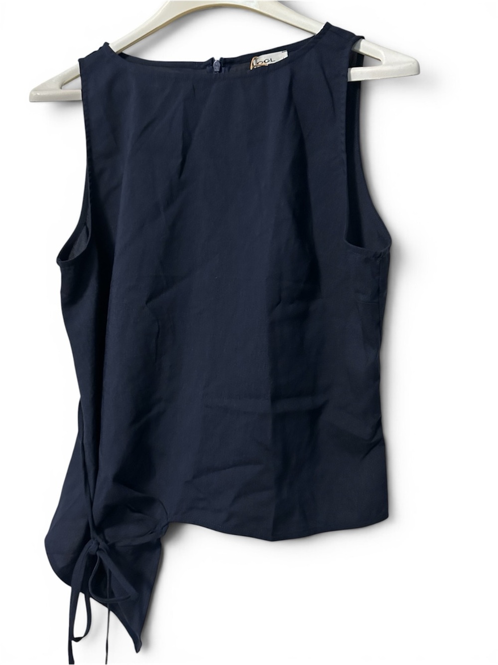 OGL Navy Side-Tie Asymmetric Sleeveless Top - Large - Picture 5 of 7